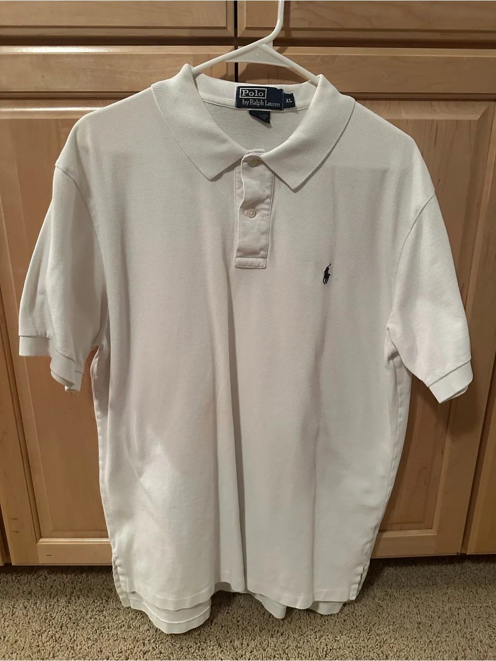 Ralph Lauren White Polo with Navy Pony Logo-small light standby pony.